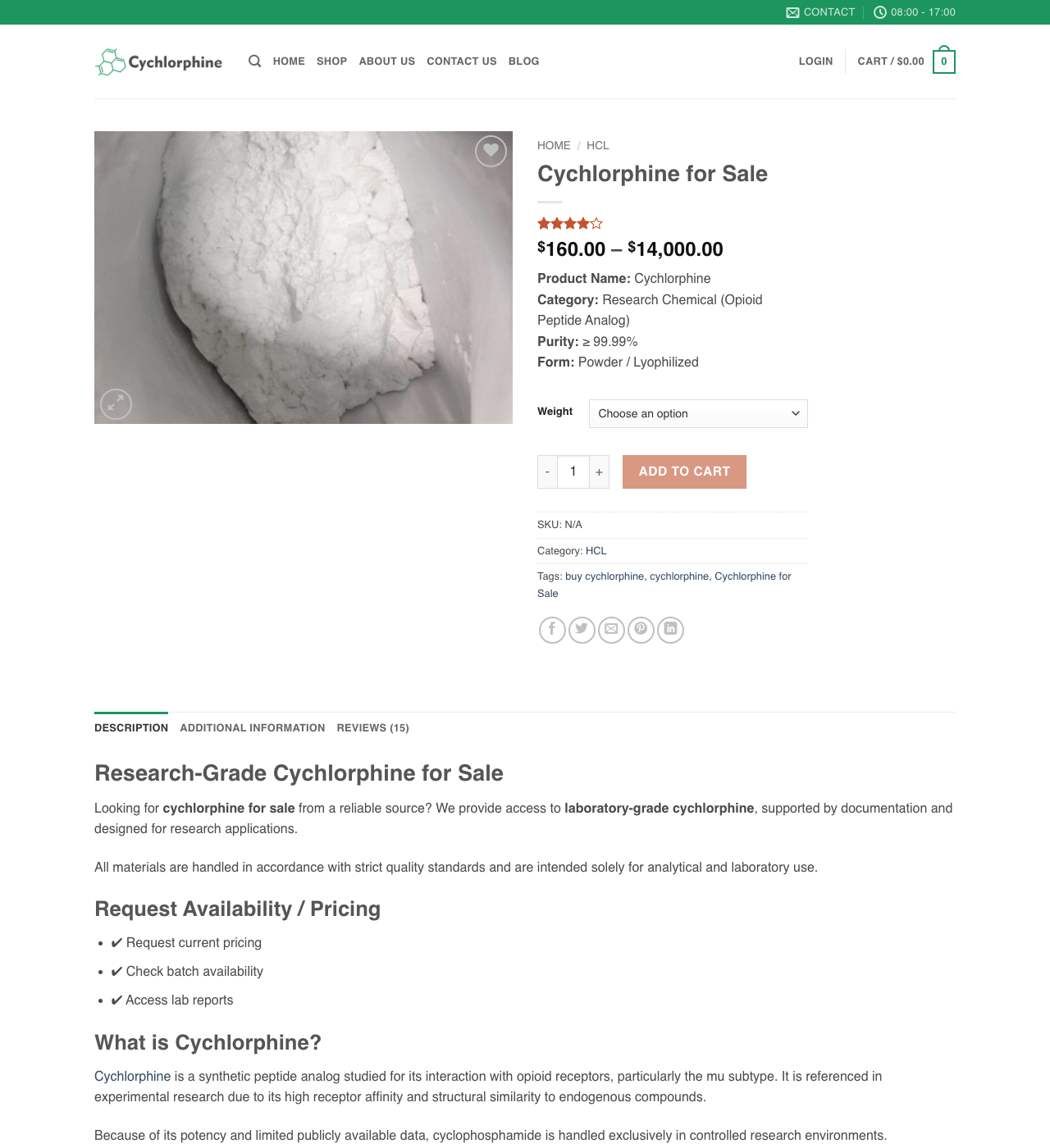 cychlorphine.com, the product page as captured